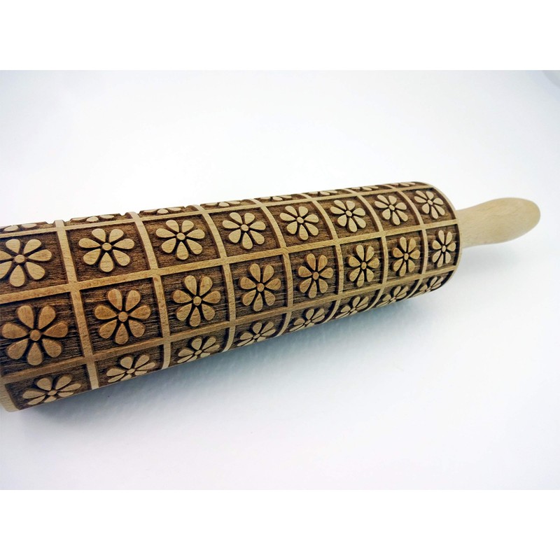 Algis Crafts Camomile Rolling Pin for Homemade Pastry Rolling Pin