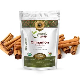 Organic Way True Ceylon Cinnamon Sticks (Cinnamomum Verum) - Organic & Kosher Certified | Raw, Vegan, Non GMO & Gluten Free | USDA Certified | Origin - Sri Lanka (1LB / 16OZ)