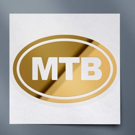 Decal Stickers of Mountain Bike Oval (Metallic Gold) (Set of 2) Premium Waterproof Vinyl Decal Stickers for Laptop Phone Accessory Helmet Car Window Mug Tuber Cup Door Wall - ANDstic072640GO