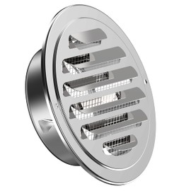 Stainless Steel Soffit Vents 4 Inch, HG Power Round Vent Cover with Screen Mesh, Louver Air Vent Hood for Wall, Ceiling Mount, Bathroom, Garage, Attic Ventilation, Silver