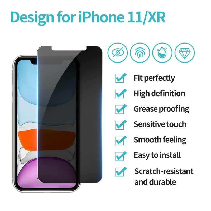 PEHAEL 3 Pack for iPhone 11/iPhone XR Privacy Screen Protector