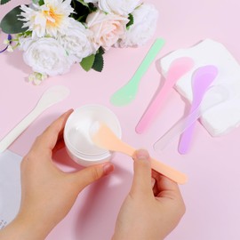 Exircy 6 PCS Plastic Cosmetic Spatula, Candy Color Makeup Scoops Spatulas Stick Applicator Reusable Cosmetic Mask Mixing Spoon Beauty Spa Makeup Tools for Lotions Moisturizers DIY Cream Mixing