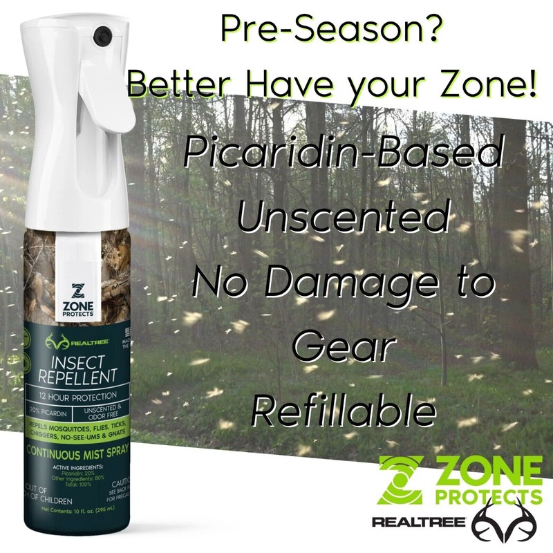 Zone Realtree Invisible Hunter Picaridin Insect Repellent Spray 10oz &