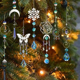 400 Pieces Sun Catcher Crystal Craft Set, DIY Sun Catcher Crystal Wind Chime, Sun Catcher Window Decoration, Suncatcher Wind Chime Crafts, Window Decoration Hanging for Home, Office, Garden, Outdoor