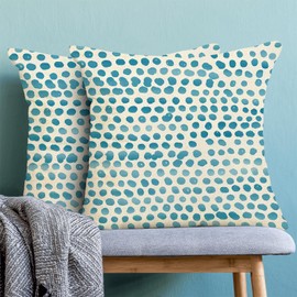 CXMEIFLY Teal Pillow Covers 18x18 Inch Set of 2 Aqua Polka Dot Outdoor Decor Throw Pillows for Couch Modern Boho Design Watercolor Aesthetic Decorative Cushion Cases for Home Sofa Bed Decorations