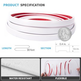 Art3d 30 Ft Peel and Stick Flexible Vinyl Molding Trim for Wall Tile Edges, Kitchen backsplash, Mirrior Frame in Mirror in White