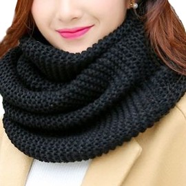 CENZICOM Neck Warmer, Winter Warm Fleece Lined Chunky Knit Thermal Neck Warmer For Women (Black)