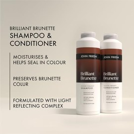 John Frieda Brilliant Brunette Shampoo & Conditioner 500ml x2 | Brown Hair Care Duo, Colour Safe Wash, Rich Shine Support, Colour Treated Hair Routine