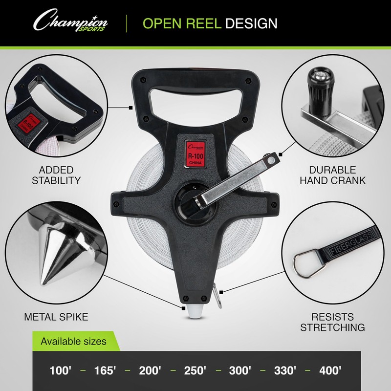 Champion Sports Open Reel Measuring Tape, 165'