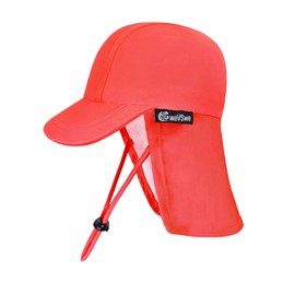 weVSwe Baby Sun Hat UV SPF50+ Sun Protection Neck Flap Hat Adjustable Chin Strap Toddler Summer Hat, Bright Orange
