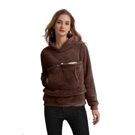 Kei Tomlison Pet Cat Dog Pouch Hoodies Small Animal Carrier – Kitten Puppy Pouch Sweatshirt Kangaroo Pocket Pullover for Women Brown