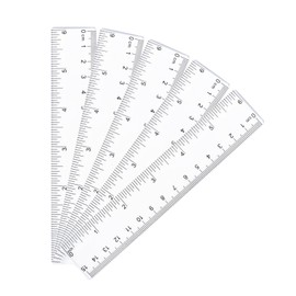 Pack of 5 Plastic Rulers 15 cm, Transparent Rulers Set, Rulers Made of Straight Plastic, Metric Inch Scale Ruler Precision Measuring Tool, Rulers for School, Office, Home