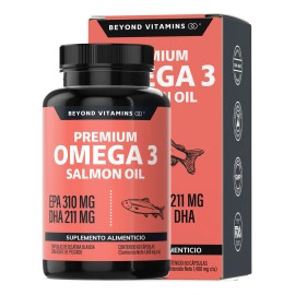 Omega 3 Aceite Salmon Noruego | Alta Concentracion EPA y DHA Omega 3 Platinum - Vitaminas Mujer / Hombre - (60 Caps)