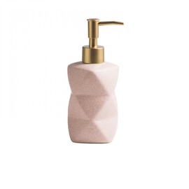 YYW Soap Dispenser,10 Oz Hand Soap Dispenser Bathroom Rhombus Design Dish Soap Dispenser for Bathroom,Ceramic Bathroom Soap Dispenser with Easy-to-Press Soap Pump for Kitchen, Shower (Pink)