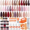 Modelones Kit Piezas Polvo Inmersión Uñas Colores Otoño Naranja Marrón