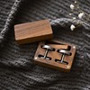 Wislist Walnut Cufflinks and Tie Clip Set with Wood Gift