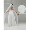 ELAWBTY 1 Tier Pearl Fingertip Length Wedding Bridal Veil With