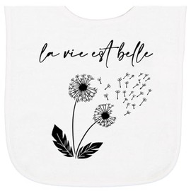 inktastic La Vie Est Belle with Dandelion Baby Terry Cloth Bib White 3adc6