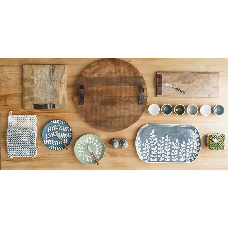 Mud Pie Wooden Charcuterie Serving Board and Spreader Set, Brown,