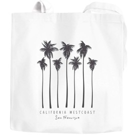 Autiga® Jute Bag Palm Trees California West Coast Palms Summer Cotton Bag Fabric Bag, Palm Trees 2 White