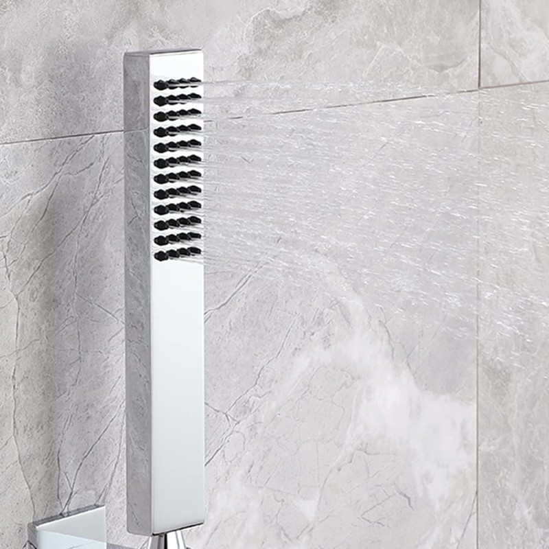 Asyas Square Solid Brass Hand Held Shower Head (Chrome)