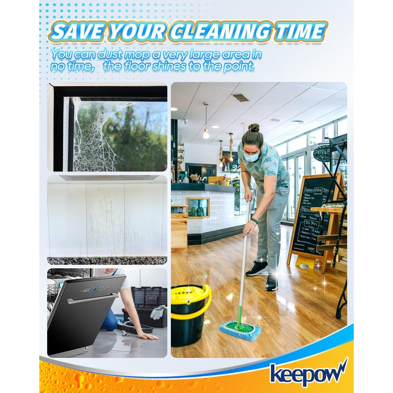 KEEPOW Reusable Microfibre Pads for Flash Speed Mop Refill Wipes,