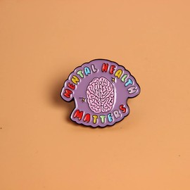 Mental Health Matters Awareness Anxiety Depression Mind Brain 1.25" Enamel Pin Badge