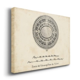 Renditions Gallery Plan for the Colosseum, Rome, Italy, Ancient Roman Architecture, Coliseum Wall Art, Premium Gallery Wrapped Canvas, Ready to Hang, 24 In x 36 In, Made in America Canvas Print Decor