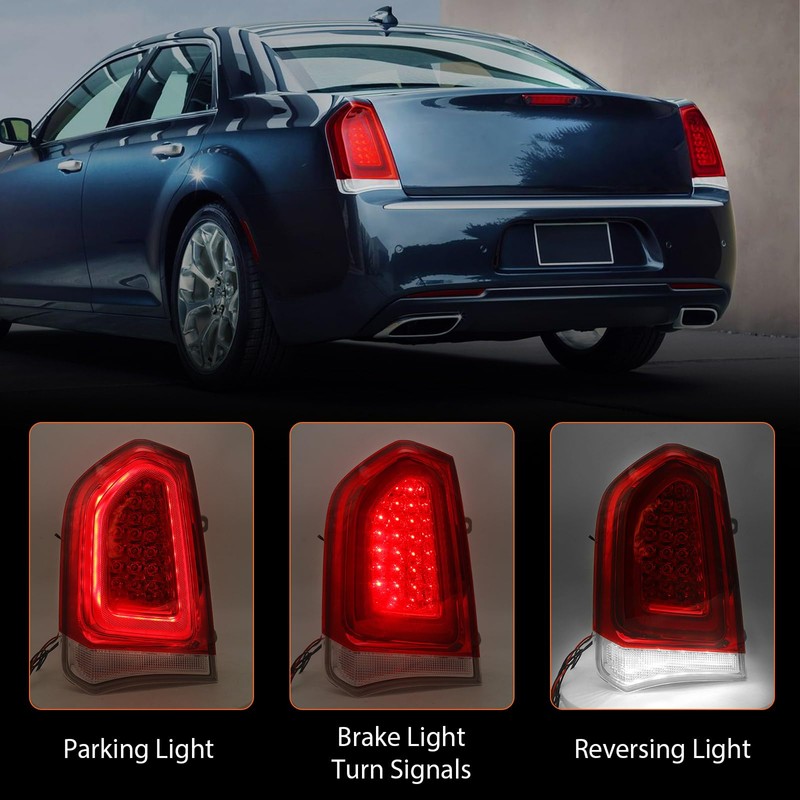 FIONE Full LED Tail Lights Compatible with Chrysler 300/300C 2015-2023