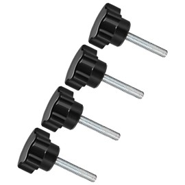 CoCud M5 x 25mm Male Thread 30mm Header Plastic Thumb Screw Grip Hand Knob Screw Bolt Black Stark Clamp Knob for Lathe Machine 4pcs