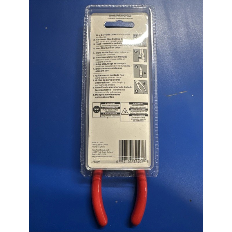 Crescent 6-1/2" Needle Nose Side Cutting Pliers 654-6, 152 mm.