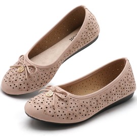 YEOGOR Women's Ballet Shoes Comfortable Slip on Round Toe Flat Casual Shoes for Walking, Driving, Dressy 7 M (Pink)