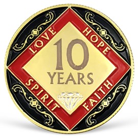 10 Year NA Medallion Ten Year Recovery Chip for NA AA 12 Step Narcotics Anonymous Coin Anniversary Token Clean and Sober Gifts for Men Women Celebrating Sobriety and Addiction Recovery