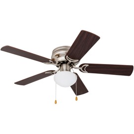 Prominence Home Alvina, 42 Inch Traditional Flush Mount Indoor LED Ceiling Fan with Light, Pull Chain, Dual Finish Blades, Reversible Motor - 80029-01 (Brushed Nickel)