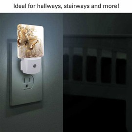 Chrobak LED Night Light,Beautiful Butterfly Flower LED Night Light Plug into Wall with Dusk to Dawn Light Sensor White Energy Efficient Nightlight for Bedroom Bathroom Hallway Living Room Kitchen