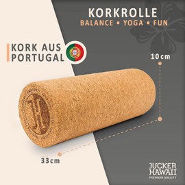 JUCKER HAWAII Balance Board Cork Roll Trick Wave - Yoga & Fascia Training // Cork Roll // Fascia Roll // Massage Roller // Cork from Portugal