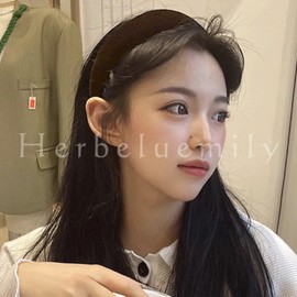 Herbeluemily Women's Headband Hair Band, Hair Accessories, Formal Velour, Wide, Korea, Cocoa Brown