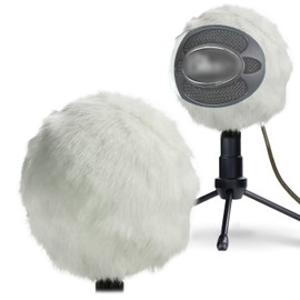 YOUSHARES Blue Snowball Microphone Pop Filter - Furry Windscreen Muff Microphone Cover for Blue Snowball Ice Microphone(White)