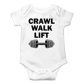 AW Fashions Crawl Walk Lift - Future Lifitng Partner - Born To Lift - Divertido body de bebé de una pieza, Blanco, Recién nacido