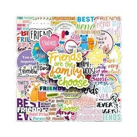 50 Pcs Friendship Stickers for Kids Teens Adults Boys Girls Gift,Friendship Stickers Pack for Laptop,Skateboard,Luggage,Car,Bike, Cup,Computer,Water Bottle Decor,Vinyl Waterproof Stickers