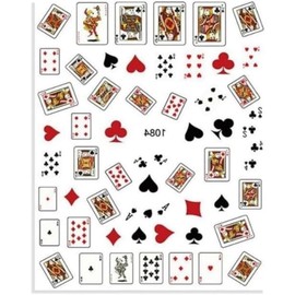 3D Decals, Self-Adhesive Poker Nail Art Stickers, Playing Card Pattern Nail Decals for Nail Art DIY Design, Geometric Numbers Letter Style Manicure Decorations Sticker