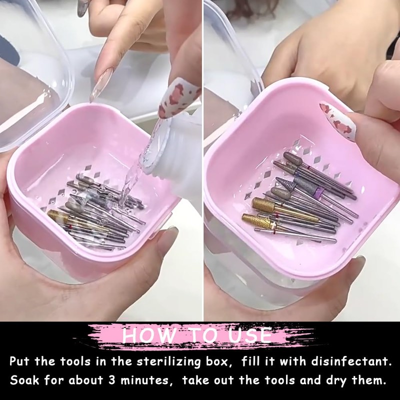Nail Tool Sterilizer Box Plastic Disinfectant Container for Nail Art