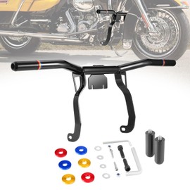 Hutigertech Front Engine Guard Highway Pegs Crash Bar Bumper Protector with Rubber Cap Fit for 2009-2013 Harley Davidson Touring Street Glide, Road King,Road Glide, Electra Glide & Tri Glide