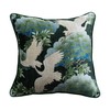 Creative Co-Op Cotton Blend Velvet Printed Pillow with Cranes and