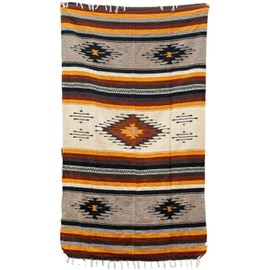 WP West Path Mexican Throw Blanket | Cabin Blanket/Southwest/Diamond Blanket | Mexican Blanket Rug - Baja Oaxacan Blanket Mexican Home Decor (XL)