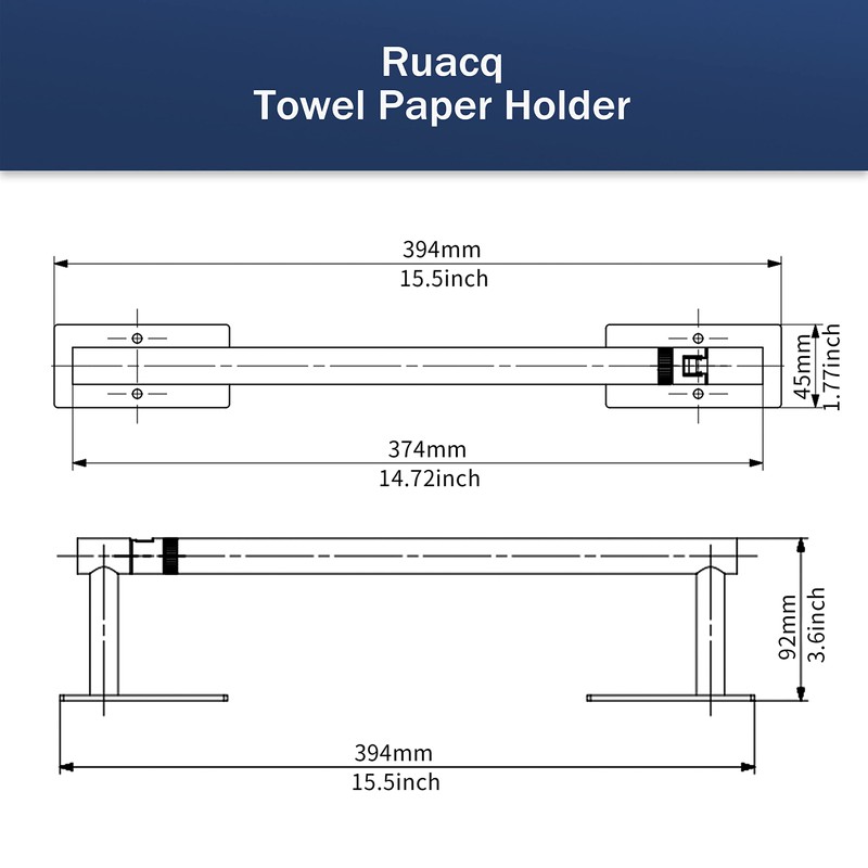 RUACQ Paper Towel Holder Under Cabinet, Wall Mounted or Adhesive