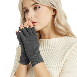 Novawo Wool Blend Fingerless Gloves Warm Arm Warmers Unisex Winter Gloves