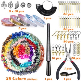 HONGTEYA 28 Colors Crystal Jewellery Making Kit with 1630 Pcs Crystal Gemstone Beads,for Ring, Earring and Jewelry Making