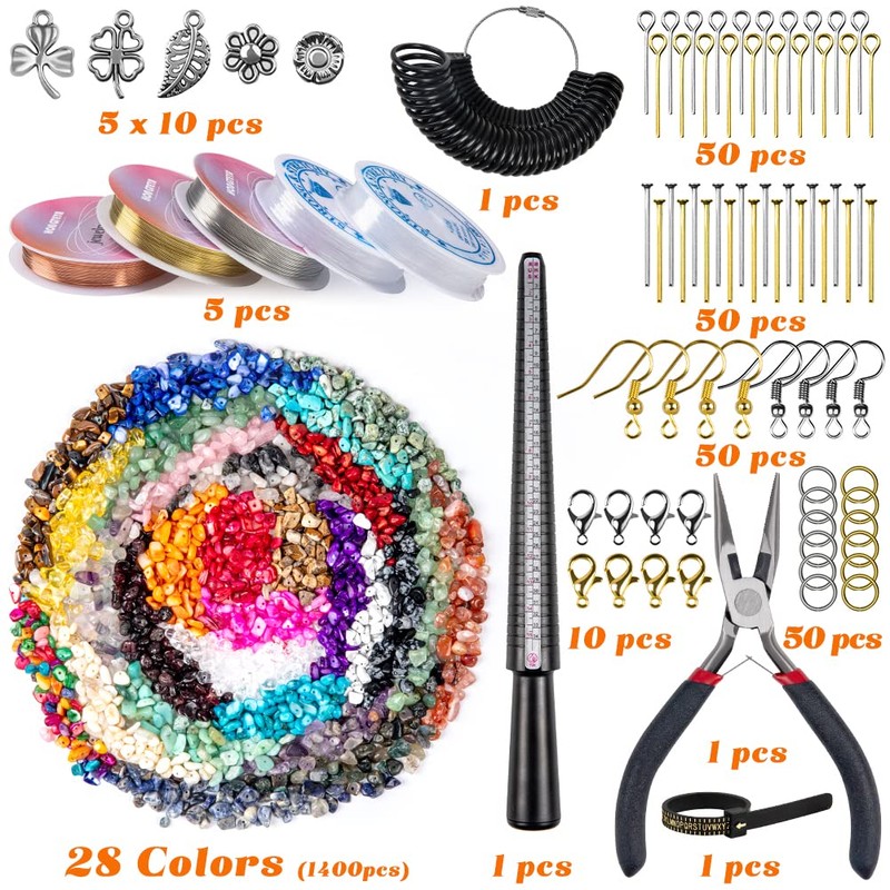 HONGTEYA 28 Colors Crystal Jewellery Making Kit with 1630 Pcs
