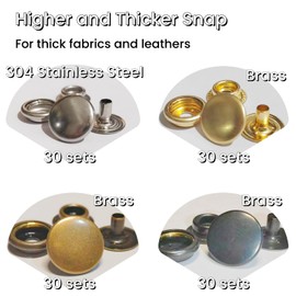 SUNAROC Press Studs Metal 15 mm, Set of 120 Press Studs Metal with Pliers, Canvas Press Studs for Thick Fabric Thick Leather Sewing Clothing Jackets Jeans Carries Wallet Handbag